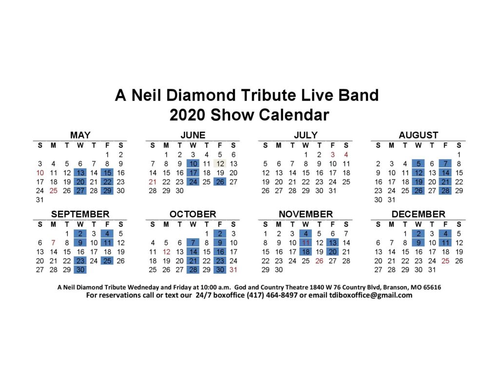 Tour Calendar A Neil Diamond Tribute